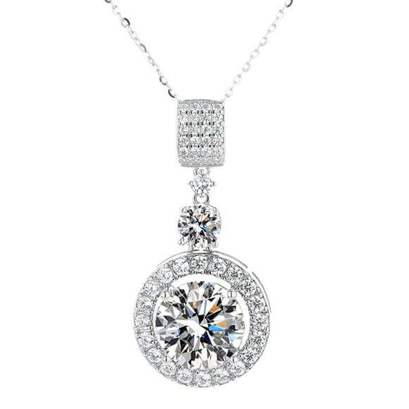Certified 6ct. t.w. Moissanite Diamond Halo Pendant Necklace NEW - Picture 11 of 15